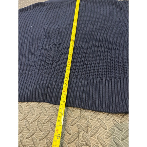 La Ligne Chunky Cotton Cardigan Sweater In Navy Blue Knit 100% Neck Size XS - Picture 10 of 10